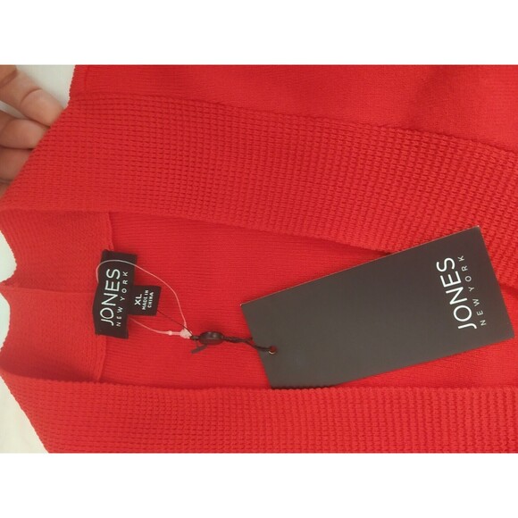NWT Jones New York Cardigan Women's Sz XL Red Stretch Open Front Chore Pockets - Picture 6 of 16